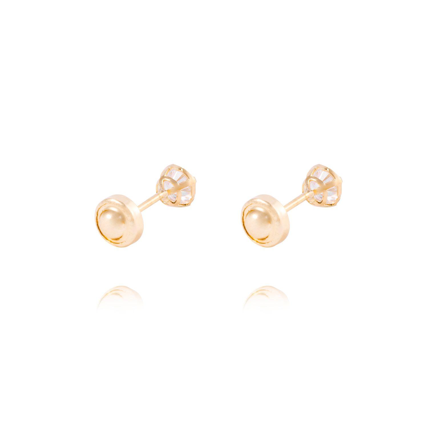 Aros de Oro de 18kt Circón solitario 4mm-2