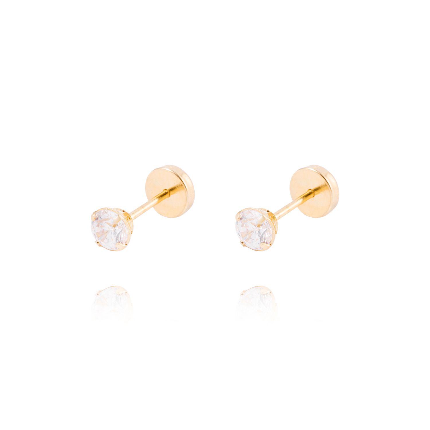 Aros de Oro de 18kt Circón solitario 4mm-0