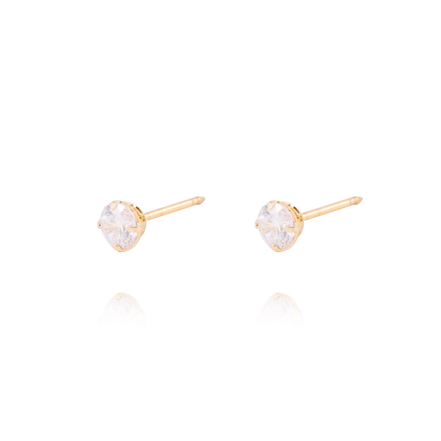 Aros de Oro de 18kt Circón solitario 4mm-1