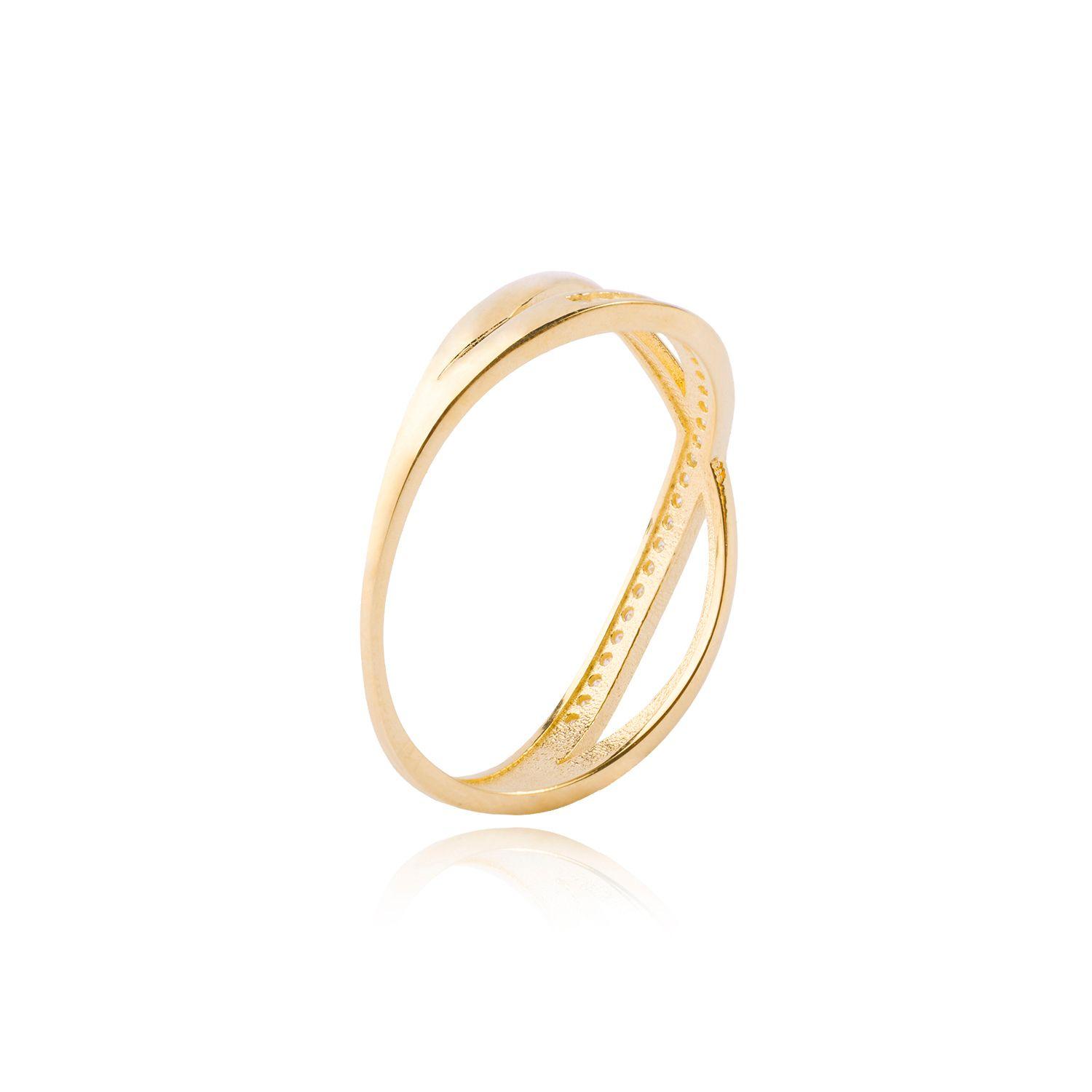 Anillo Oro Amarillo 14kt Enlace Brillante con Circonitas-2