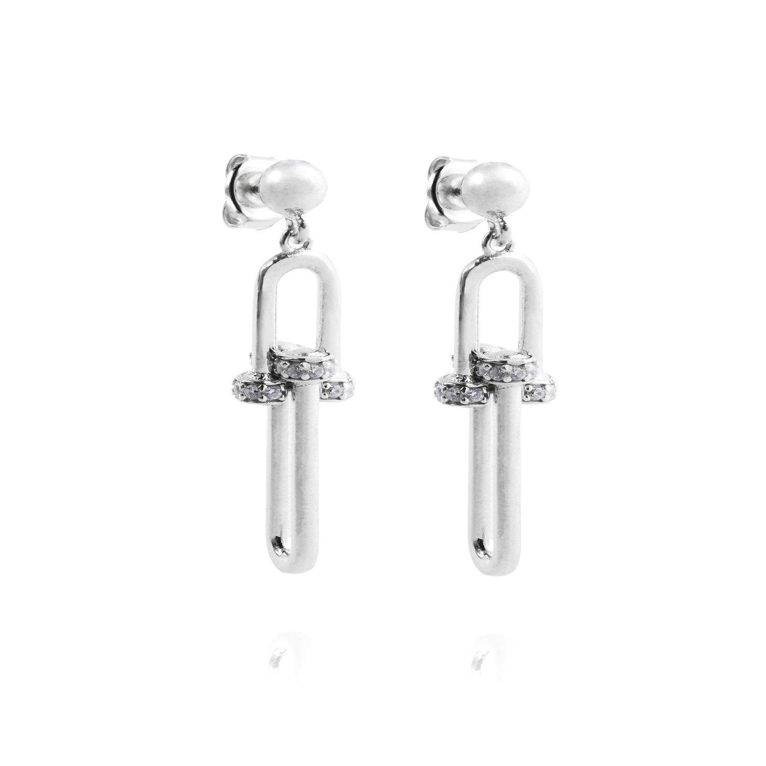 Aros de Plata Esterlina 925 Eslabones Circon-2