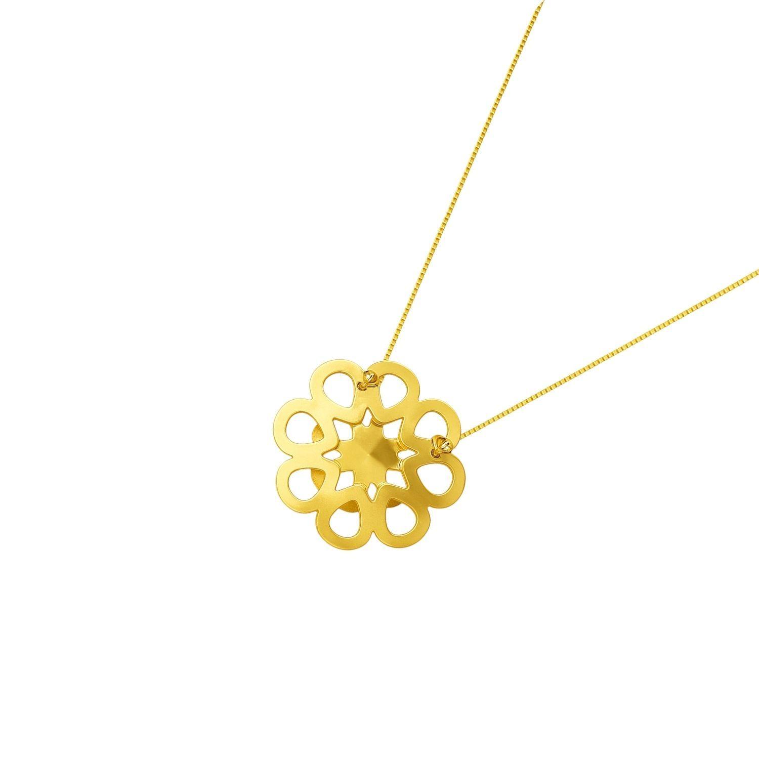 Collar Oro Amarillo 18kt Flor- Perla Central 5MM-2