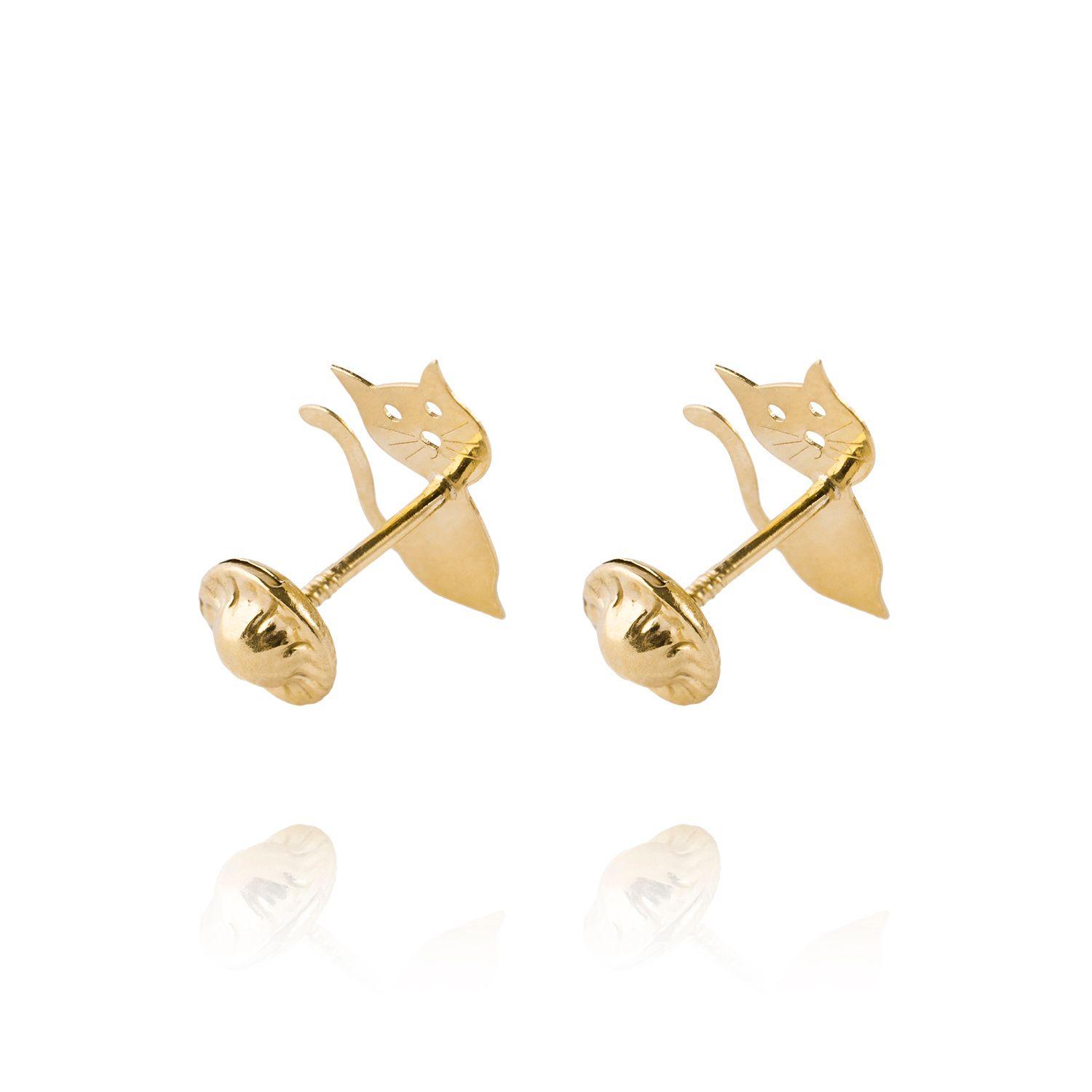 Aros de Oro 18kt Modelo Gato Chico-2
