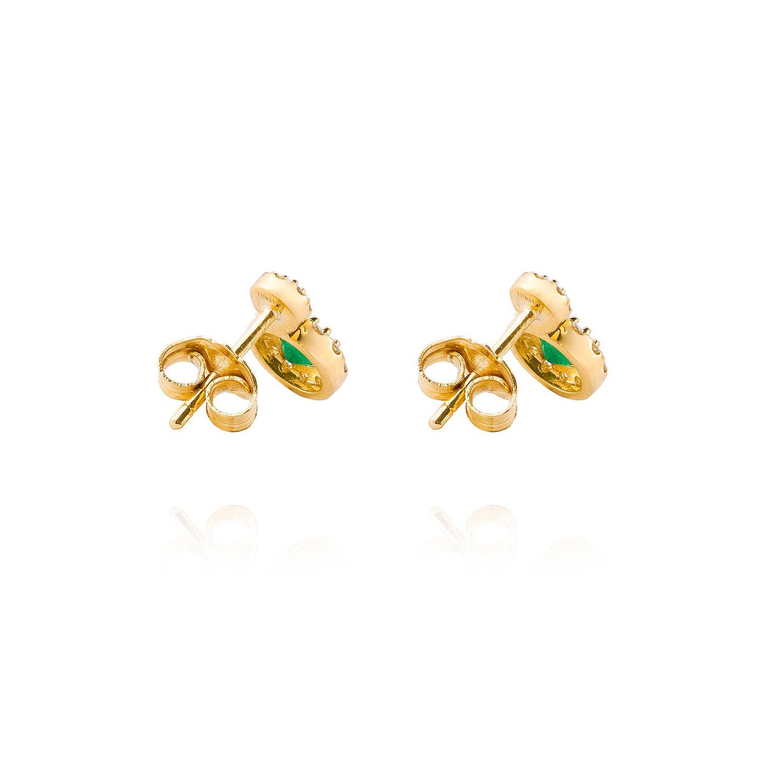 Aros de Oro 18kt con Diamantes de 21 Pts y Esmeralda 39 Pts-2