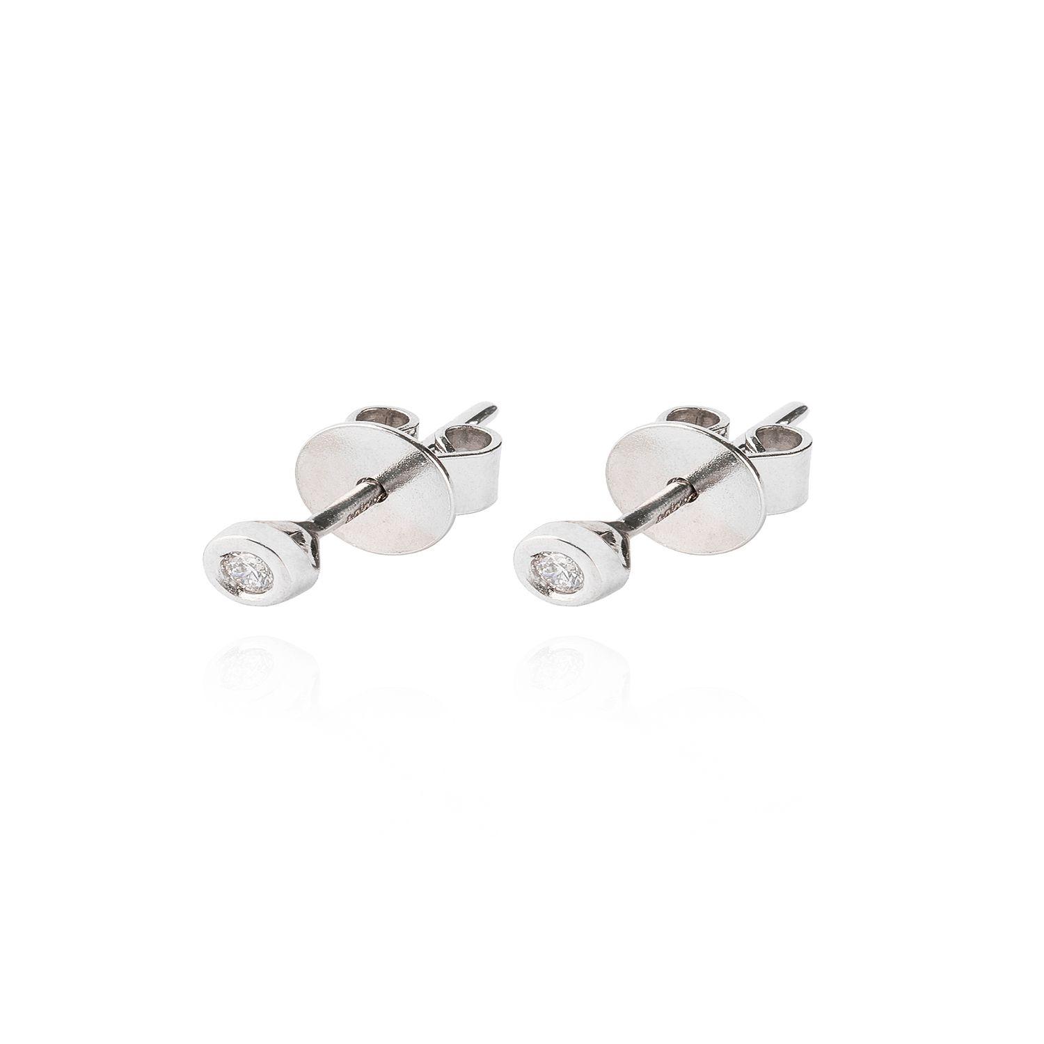 Aros Oro Blanco 18kt Diamantes Punto de Luz  4pts total SI/H-0