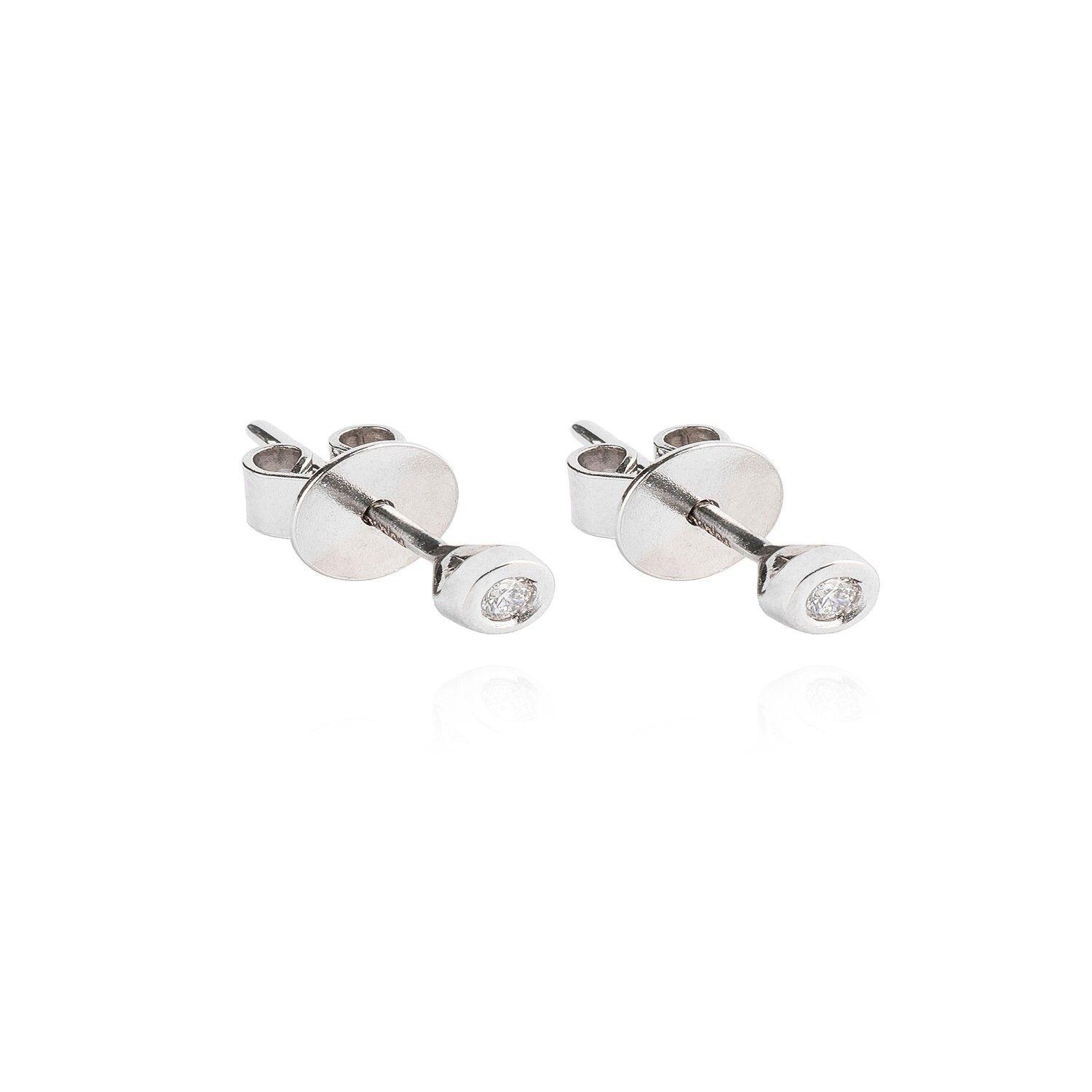 Aros Oro Blanco 18kt Diamantes Punto de Luz  4pts total SI/H-2