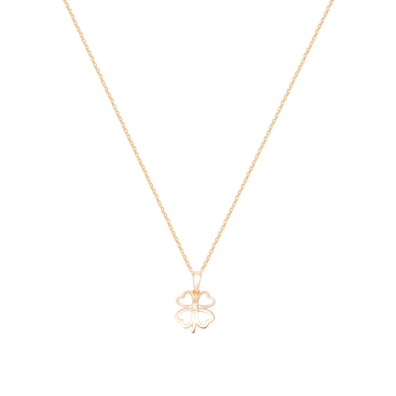 Colgante de Oro de 18kt Circonita trebol-2