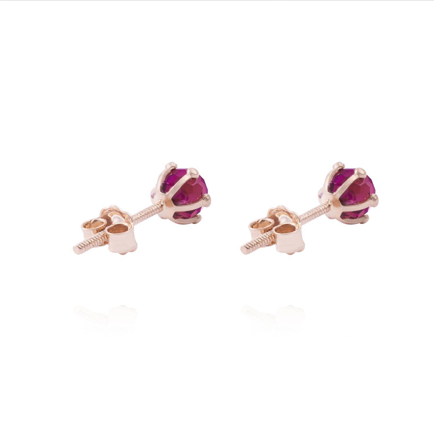 Aros Oro Miel 18kt  Rubí Facetado-2