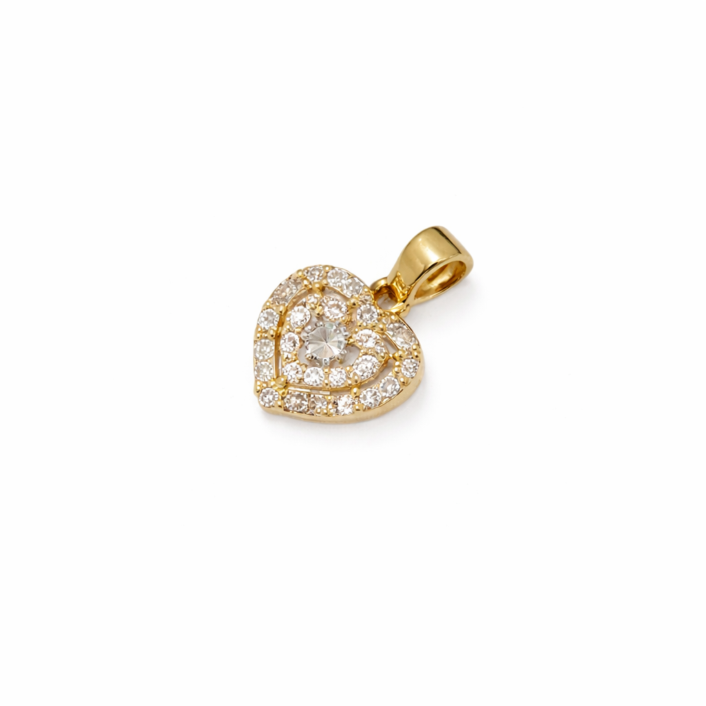 Colgante Oro Amarillo 18kt Corazón Circonita Baguette-0