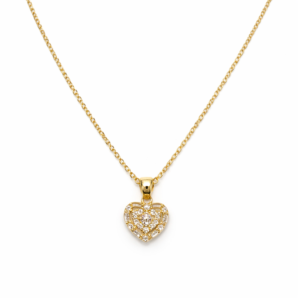 Colgante Oro Amarillo 18kt Corazón Circonita Baguette-2