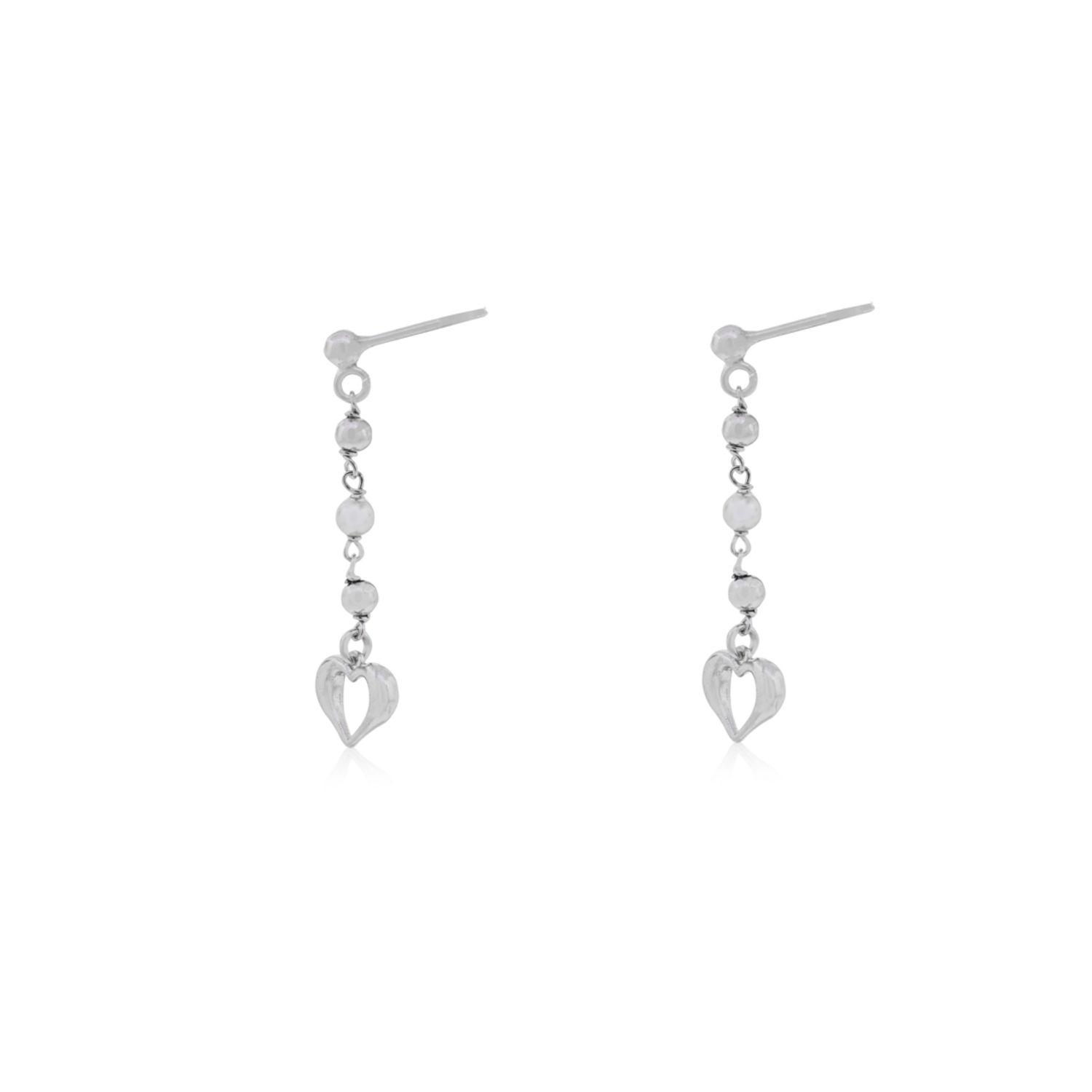 Aros de Plata Esterlina 925 Corazon Colgante Perla-1
