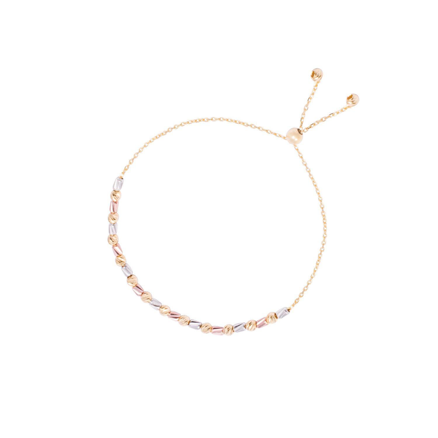 Pulsera Oro Amarillo 18kt Detalles Tricolor Ajustable-2