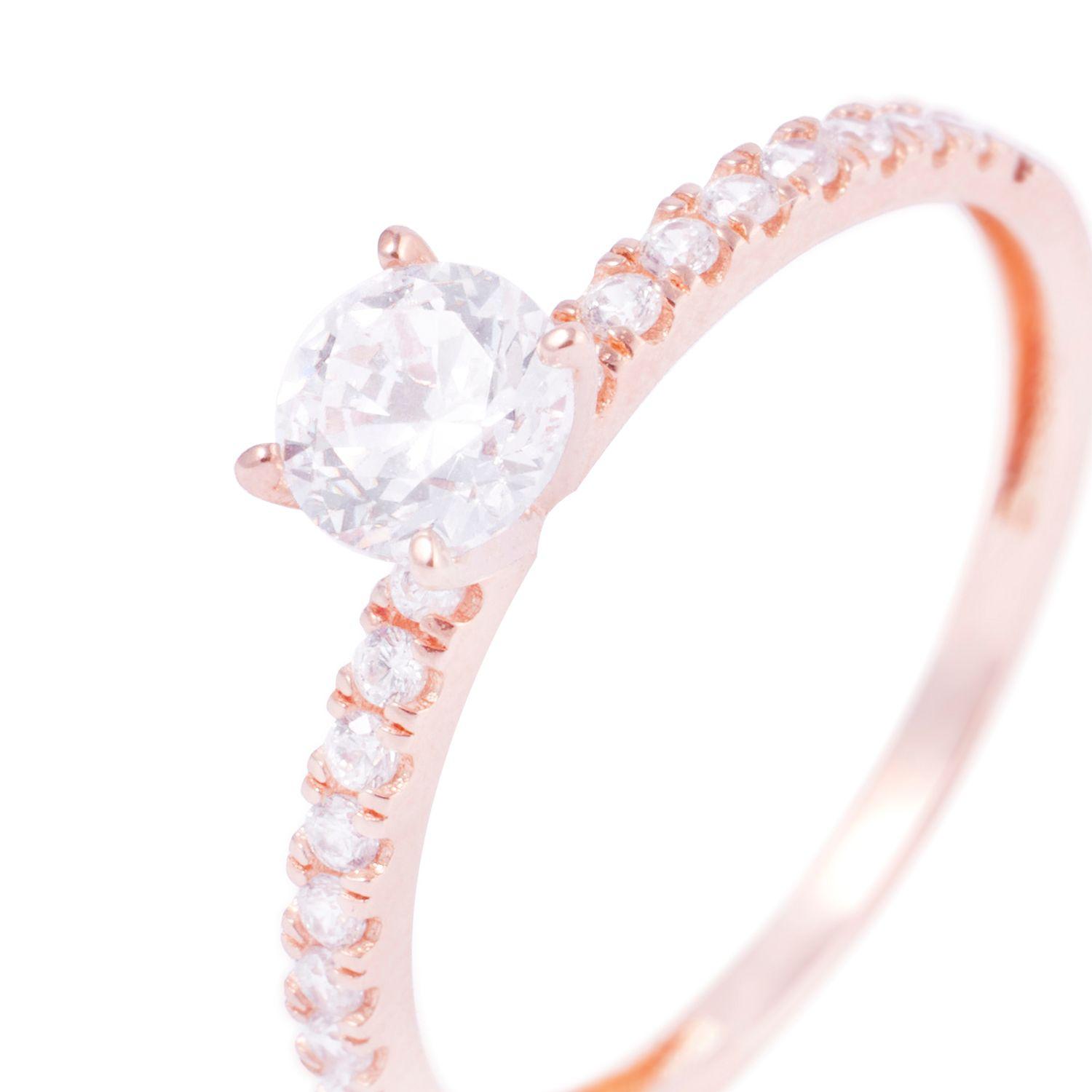 Anillo Compromiso Oro Rosado 18kt Circonita 4MM-1