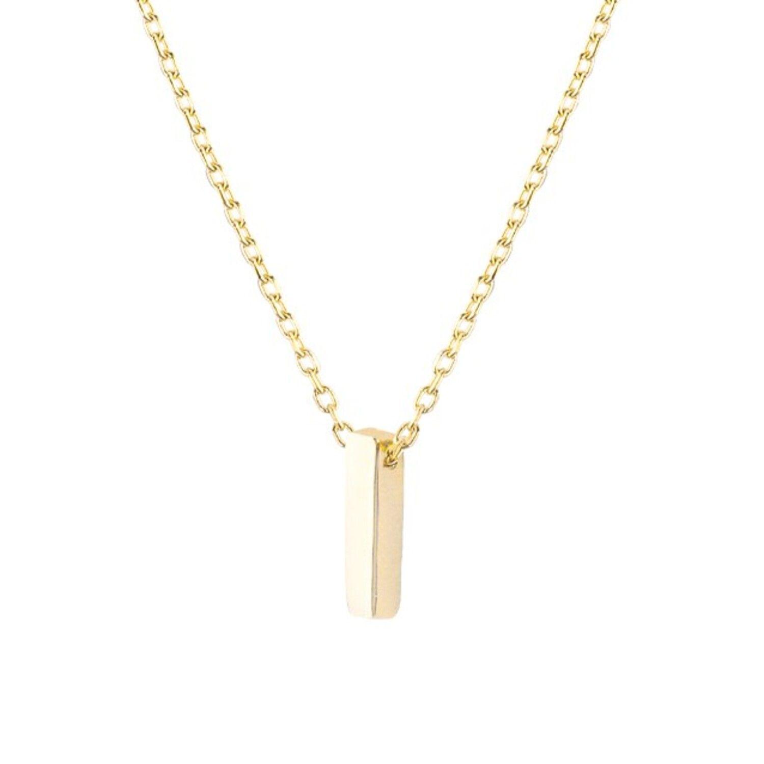 Collar de Plata Esterlina 925 Letra I Lisa Revestido en Oro 18kt-2