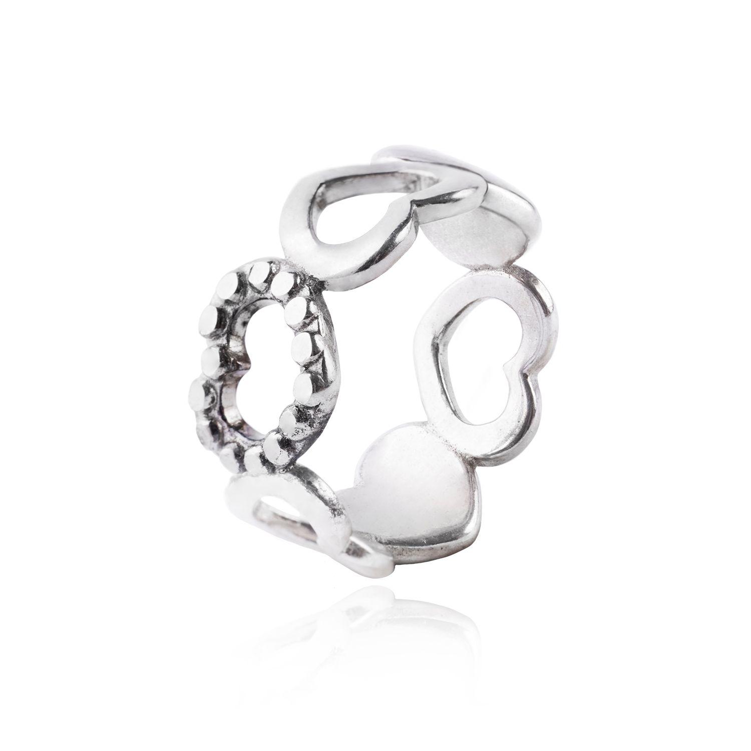 Anillo de Plata Esterlina 925 Corazones Grandes 2-0