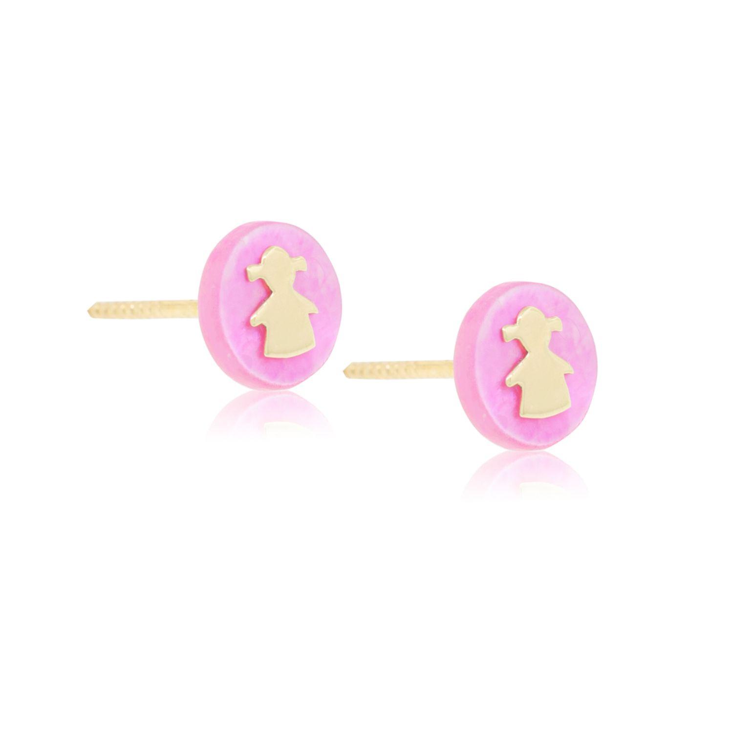 Aros de Oro 18kt Niña Rosada-2