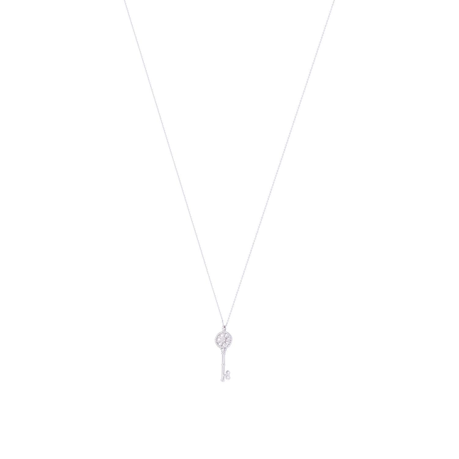 Collar de Oro de 18kt Llave blanca 8 puntos de diamante-2