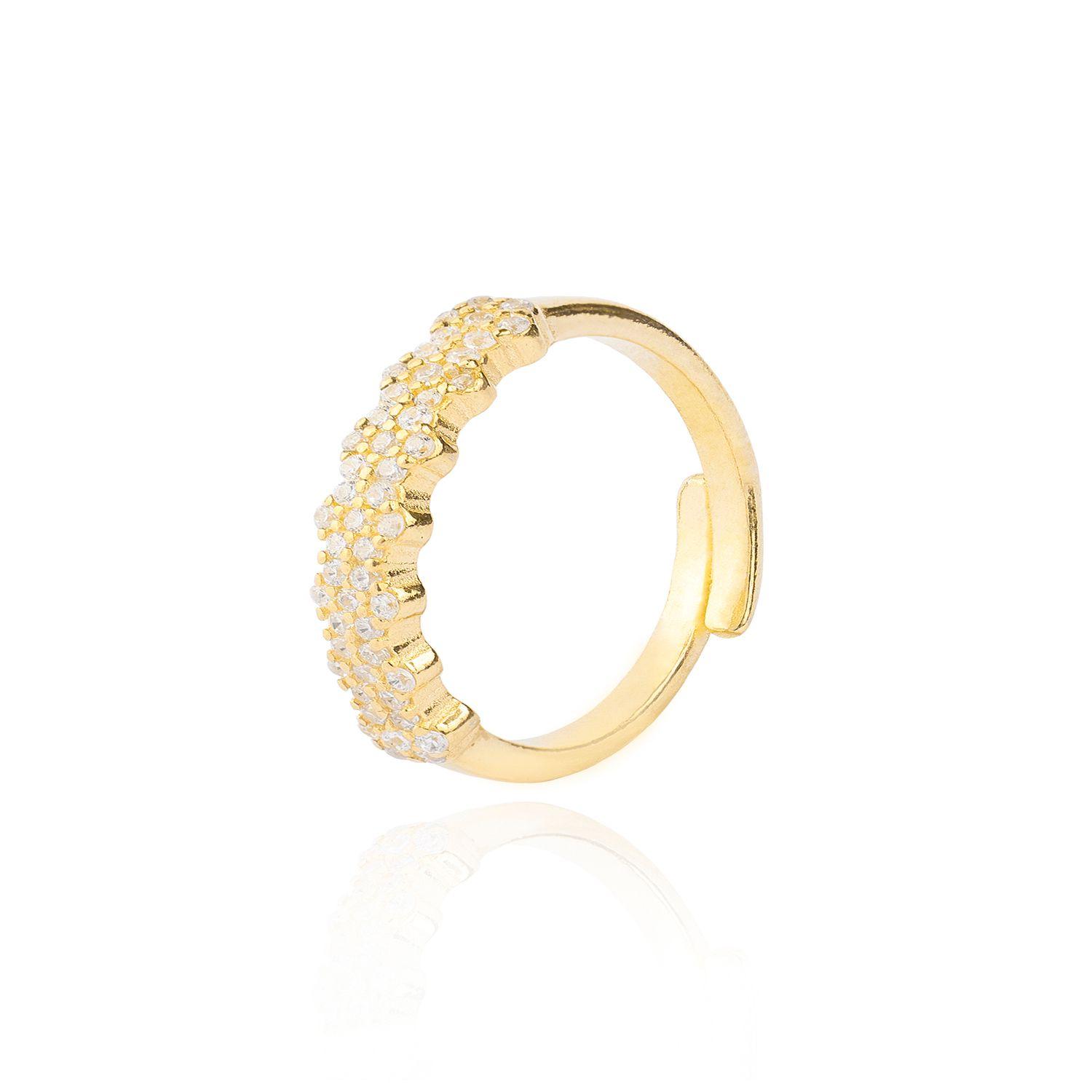 Anillo de Plata Esterlina 925 Cintillo Flores Revestido en Oro 18kt-0