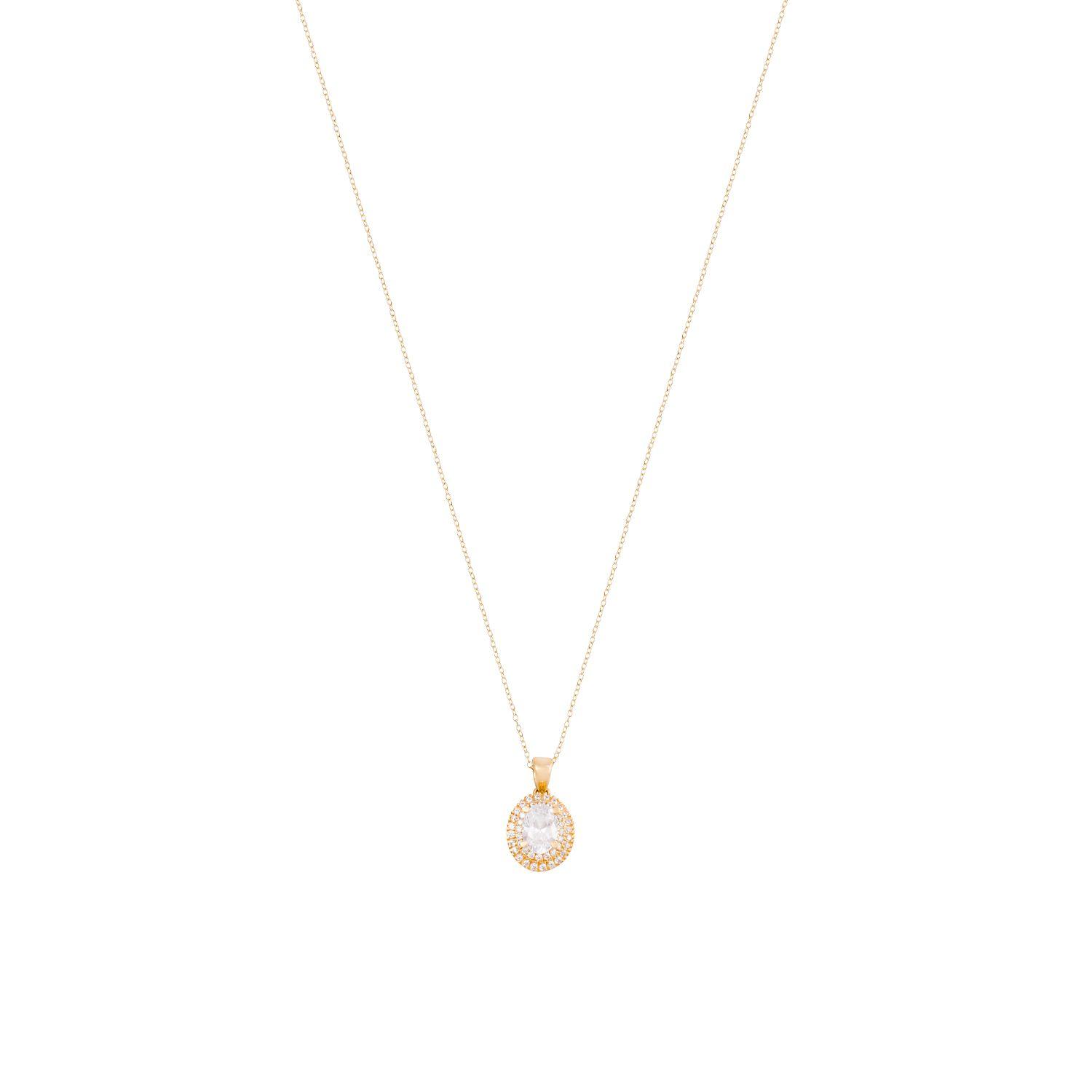 Collar de Oro 18kt Medalla Circonita Grande-2