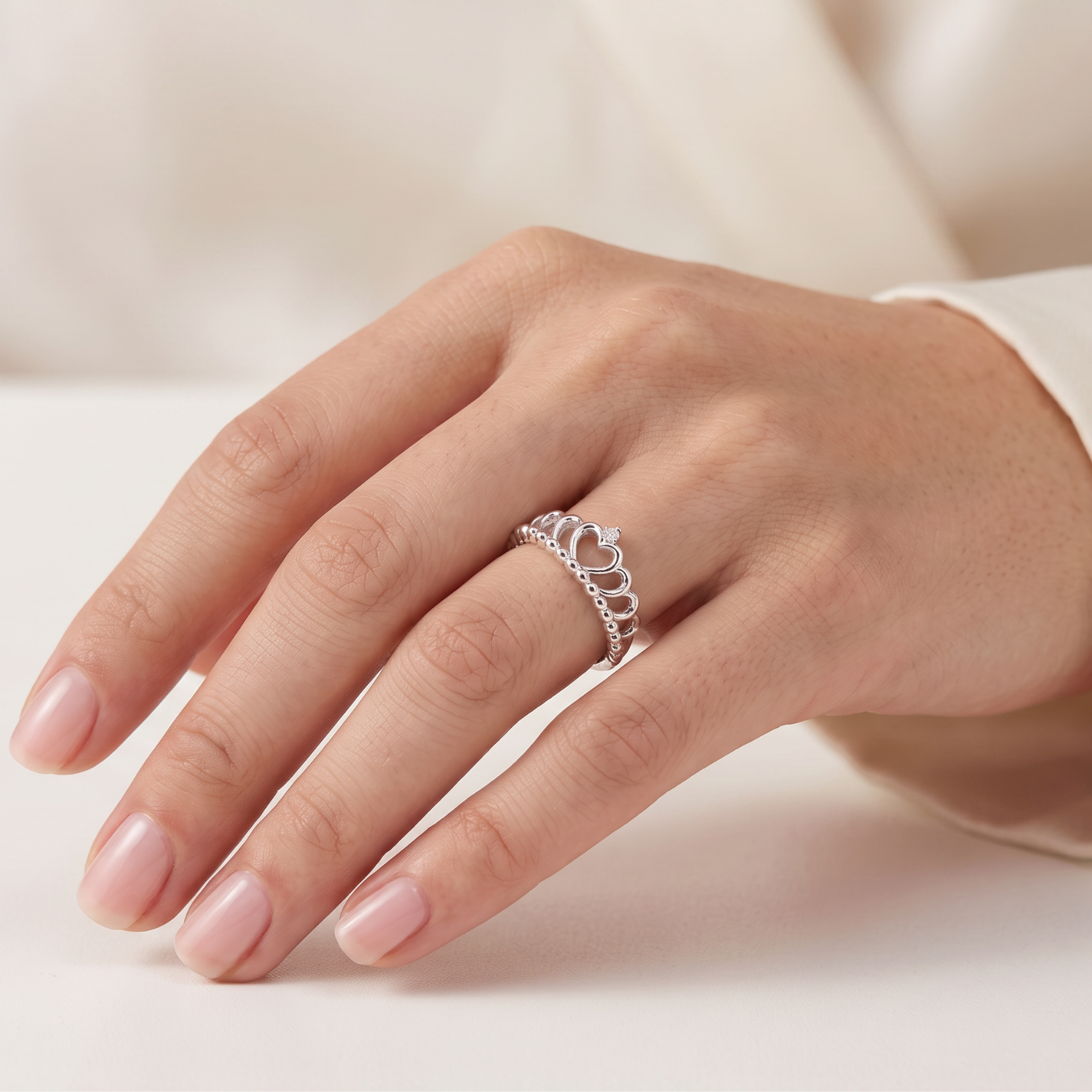 Anillo de Plata Esterlina 925 Corona Ajustable-3