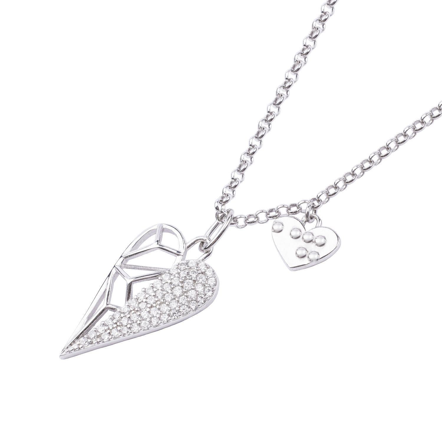 Collar de Plata Esterlina 925 Corazon Circon Medio-1