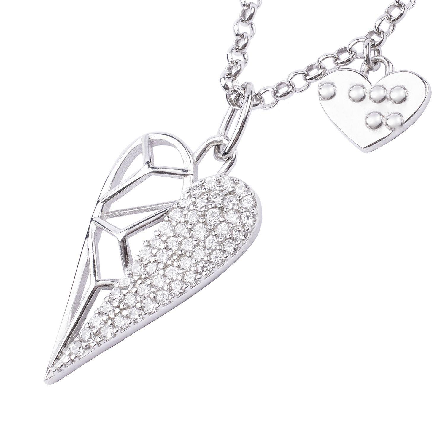 Collar de Plata Esterlina 925 Corazon Circon Medio-2