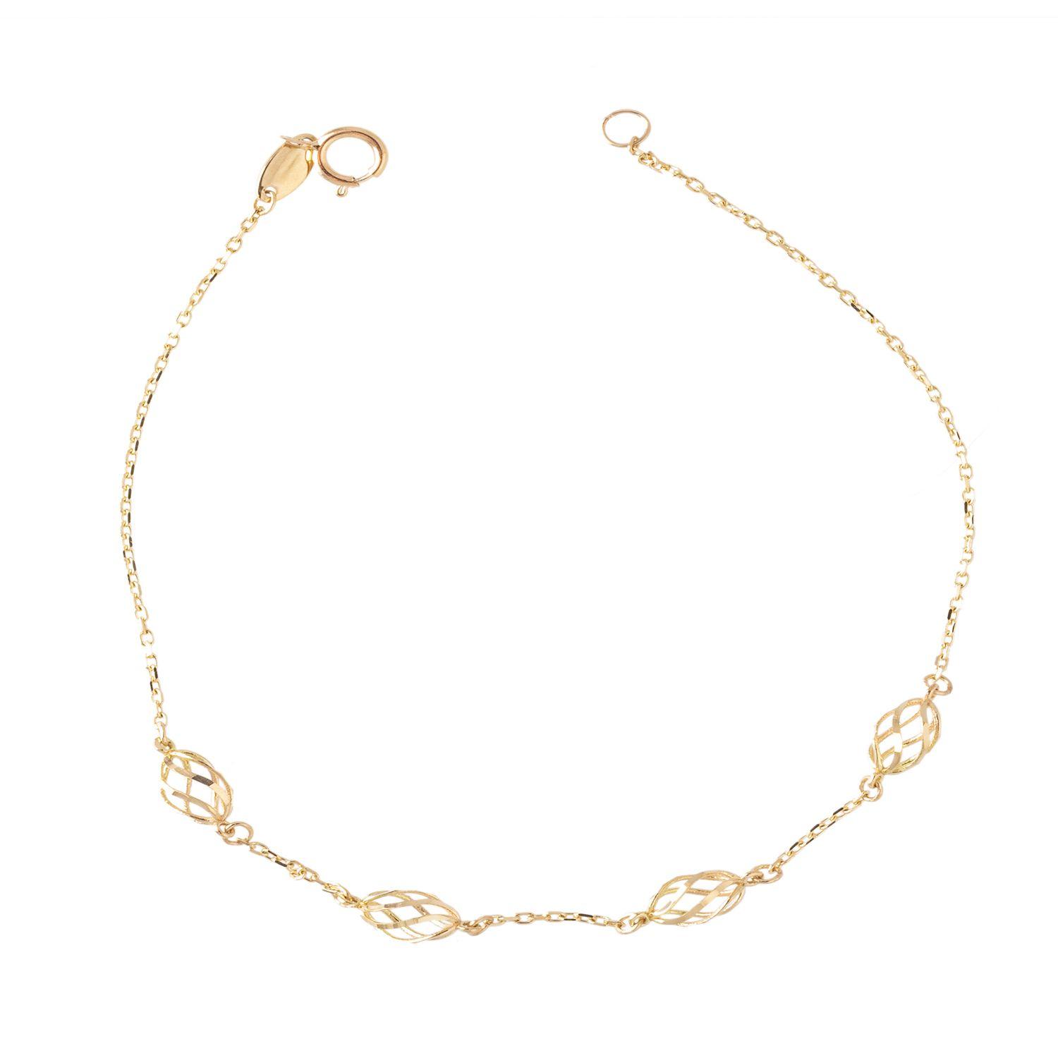 Pulsera de Oro 18kt Hojas Biceladas-1