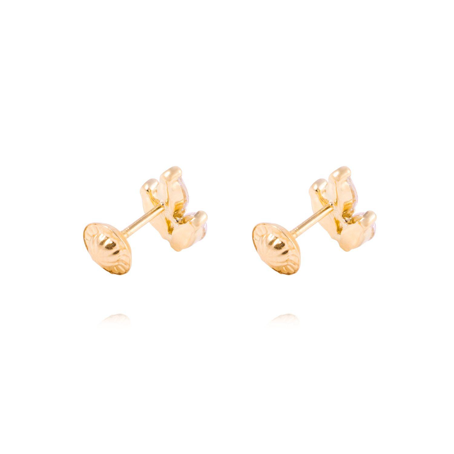 Aros de Oro de 18kt Hojitas con circones-2