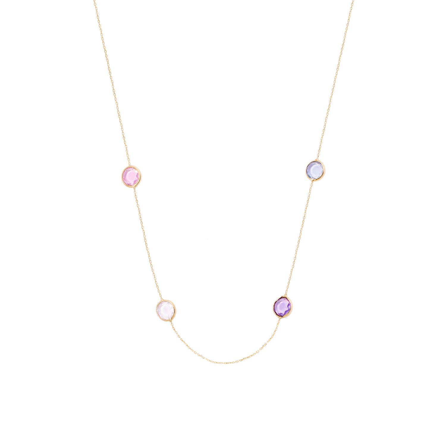 Collar de Oro de 18kt Modelo con piedras de colores-0