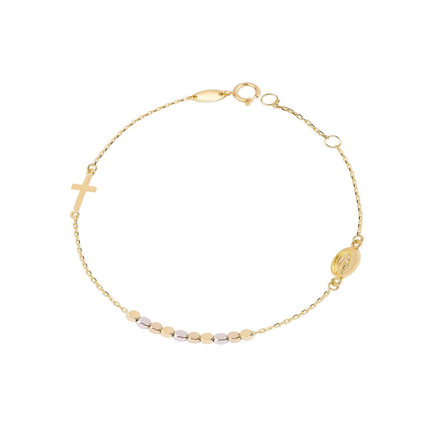 Pulsera de Oro 18kt Denario Cruz-0