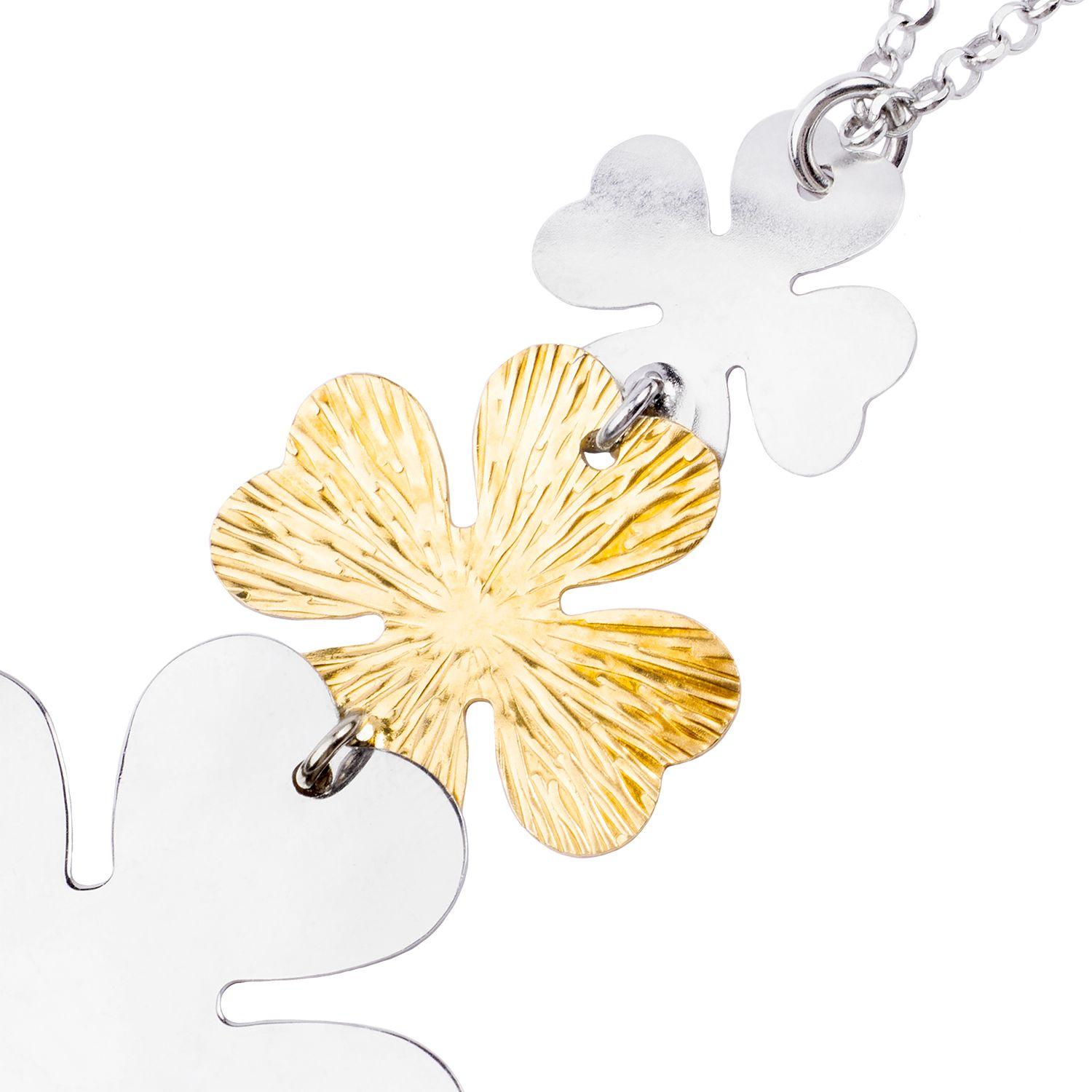 Collar de Plata Esterlina 925 Flores Bicolor-2