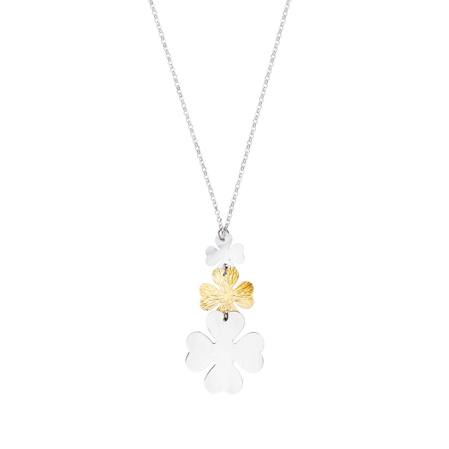 Collar de Plata Esterlina 925 Flores Bicolor-2