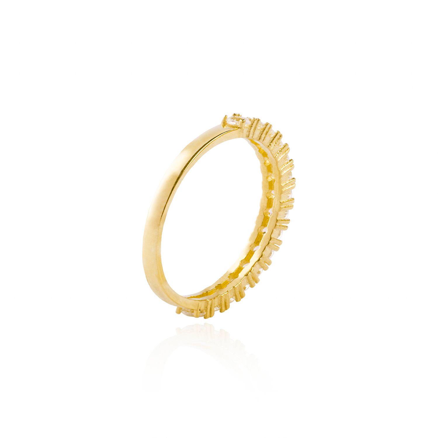 Anillo Compromiso de Oro 18Kt Medio Cintillo Circon 2mm-1