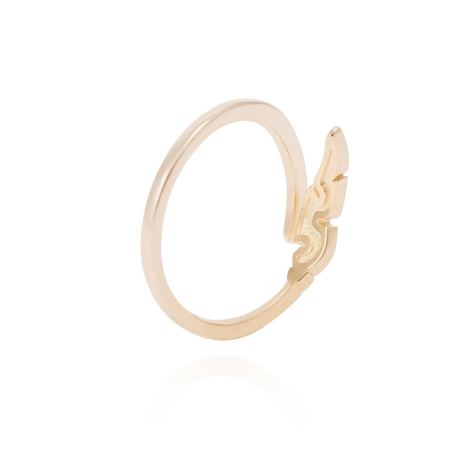 Anillo Revestido en Oro 18kt Diseño de Hojas Estilizadas-2