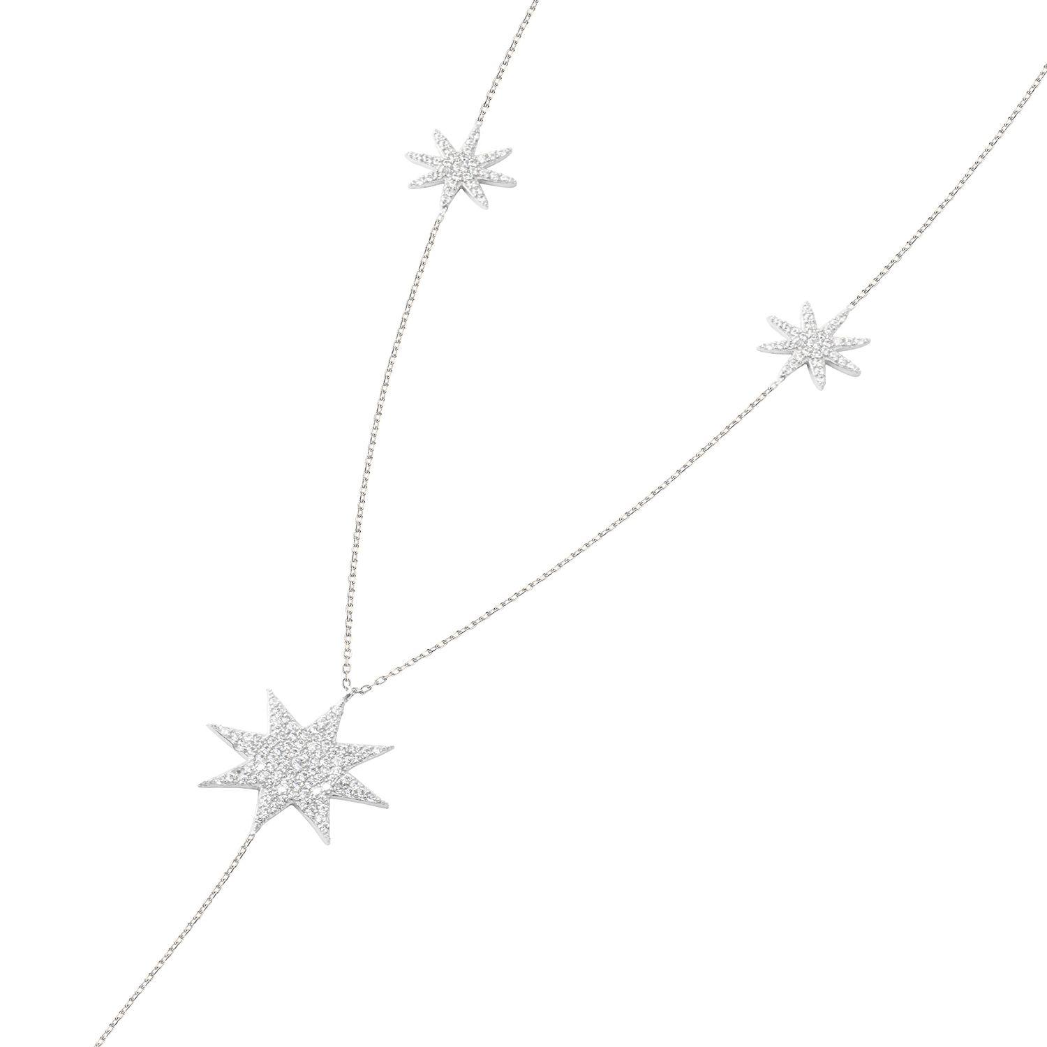 Collar de Plata Esterlina 925 Copo Nieve Circon-0