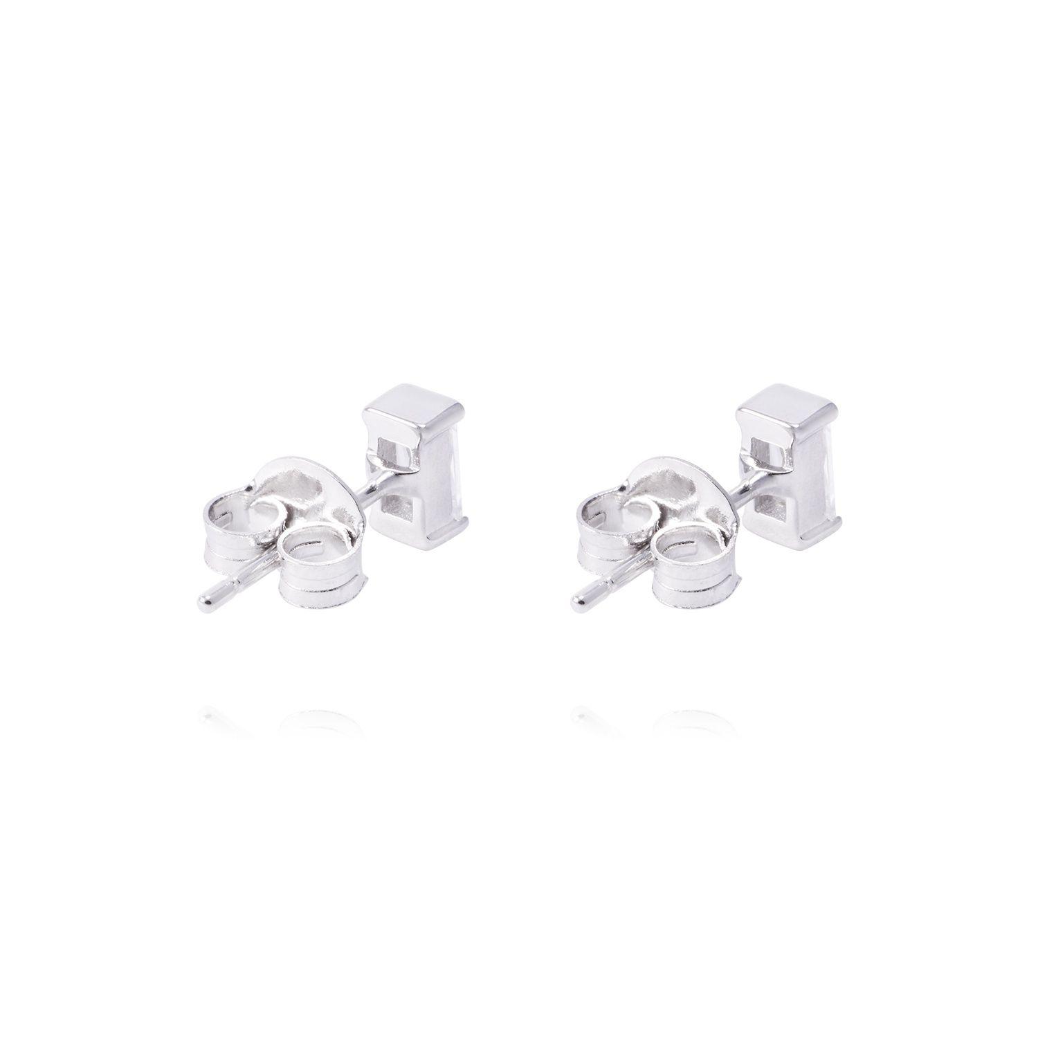 Aros de Plata Esterlina Rectangular con Circonita Pequeño-2