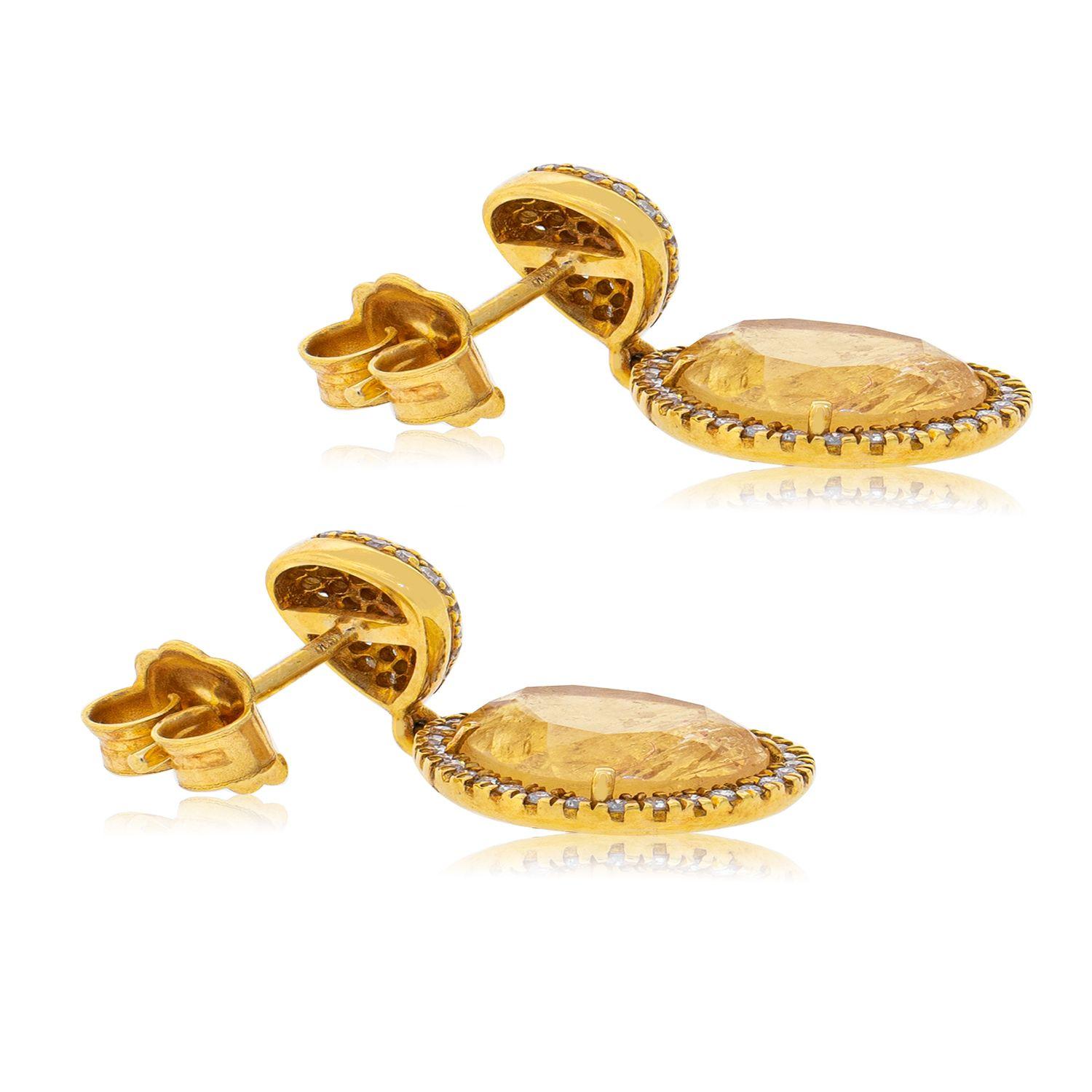 Aros Oro Amarillo 18kt Diamantes y Topacio-1