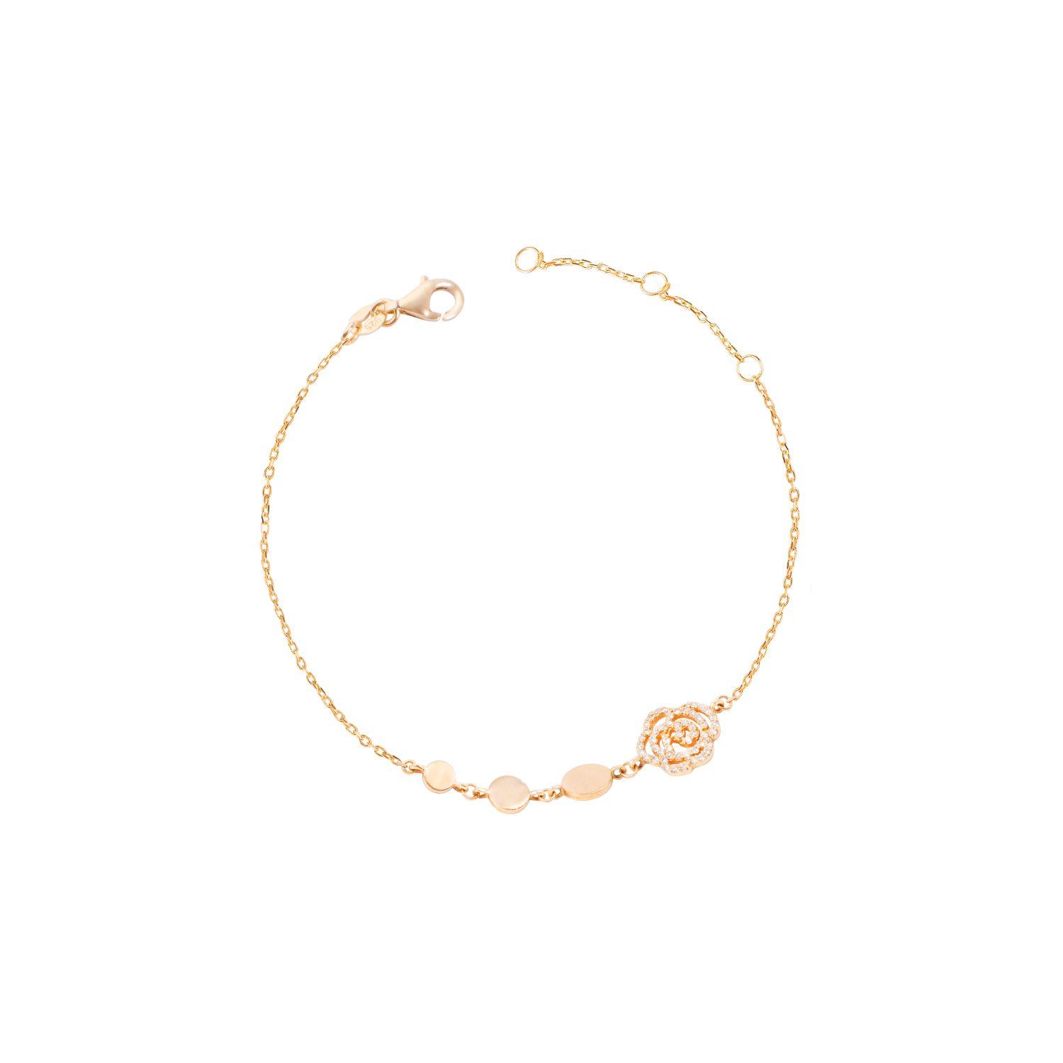 Pulsera de Oro Amarillo 18kt Rosa de Diamantes 16 Pts-2