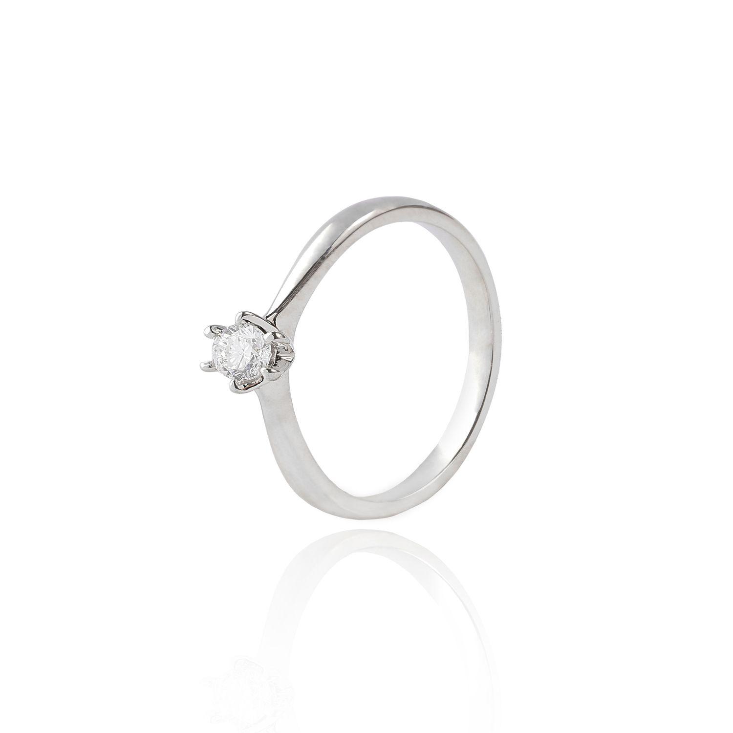 Anillo Solitario Oro Blanco 18Kt 14 Puntos-0