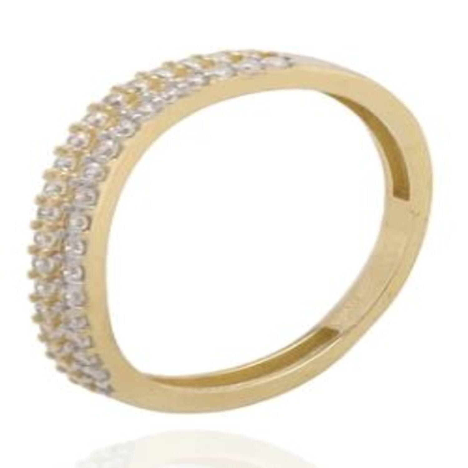 Anillo Compromiso de Oro 18Kt Cintillo Doble Circón curvado-2