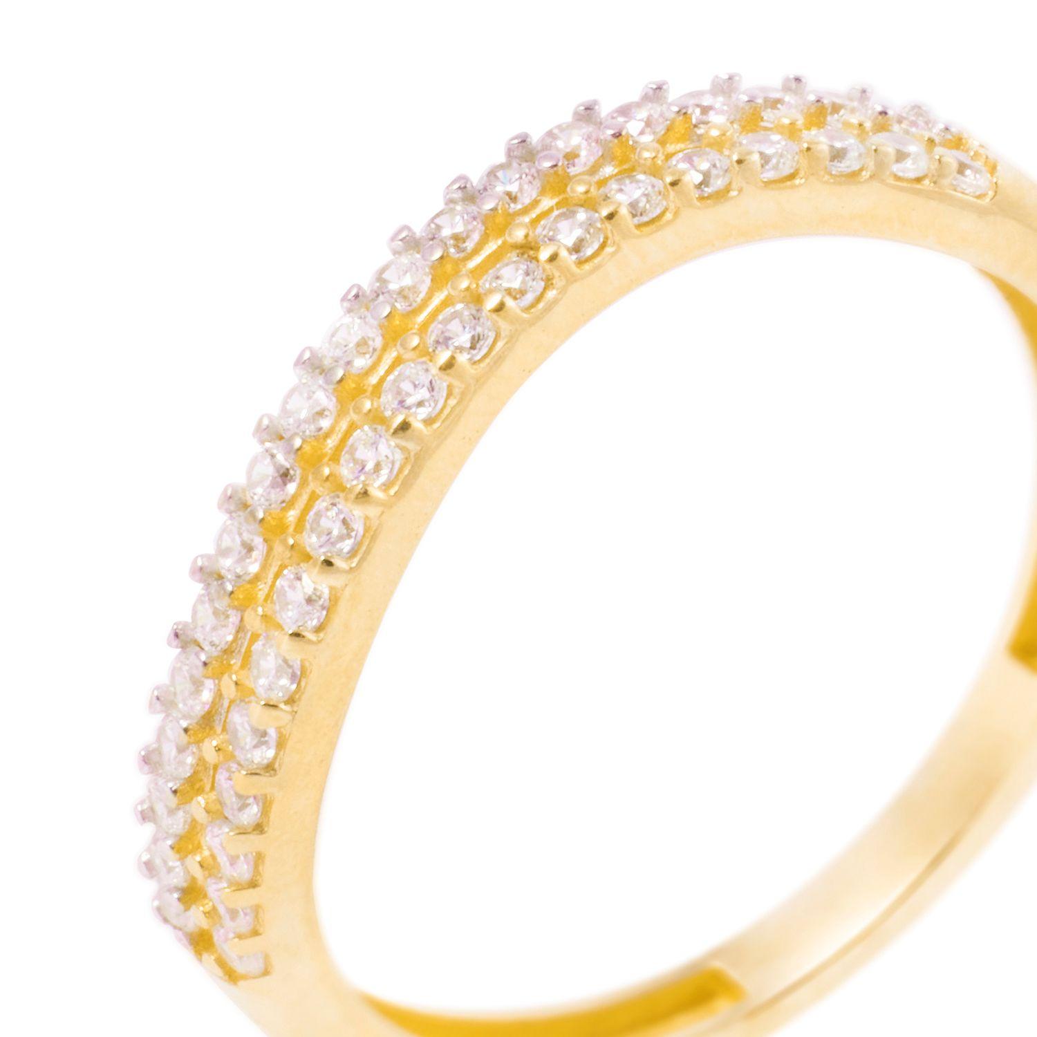 Anillo Compromiso de Oro 18Kt Cintillo Doble Circón curvado-1