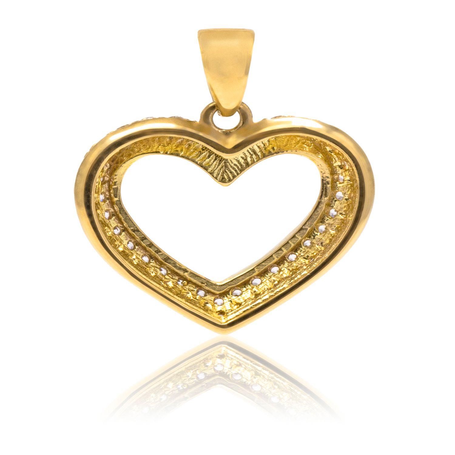 Colgante de Oro 18kt Corazon Riel Circon-2