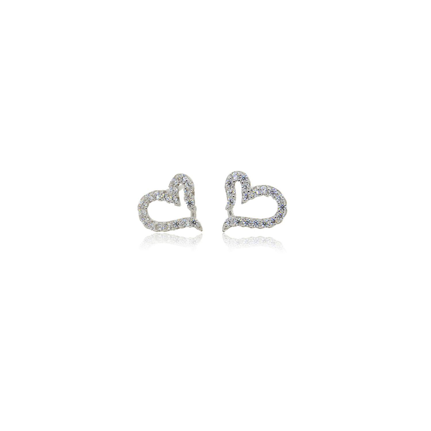 Aros de Plata Esterlina 925 Corazón Circonitas-2