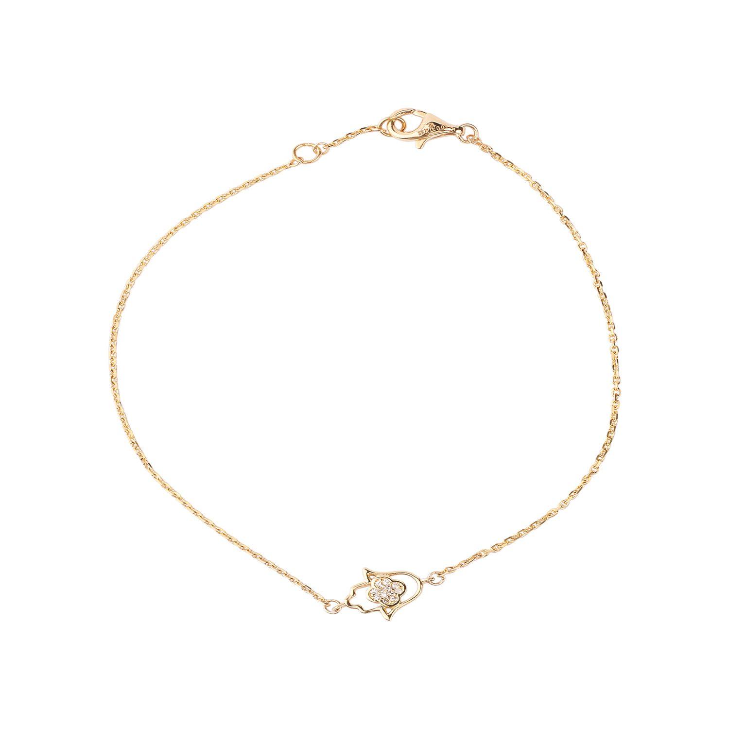 Pulsera Oro Amarillo 18kt Mano de Fátima Diamantes-0