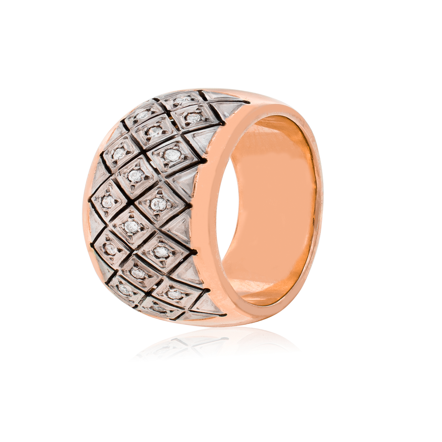 Anillo de Oro Rosado 18kt Modelo Septal con 16 Diamantes Corte Brillante de 1pts-0
