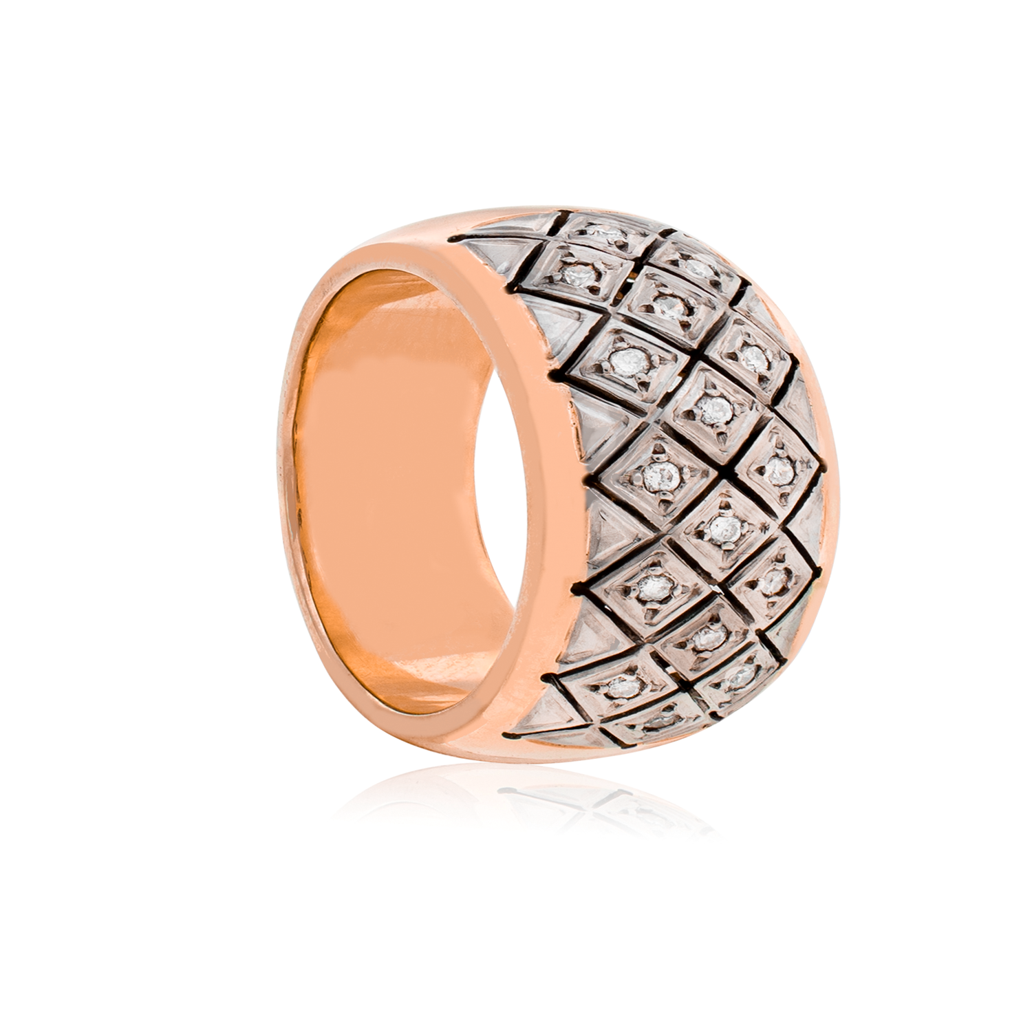 Anillo de Oro Rosado 18kt Modelo Septal con 16 Diamantes Corte Brillante de 1pts-1