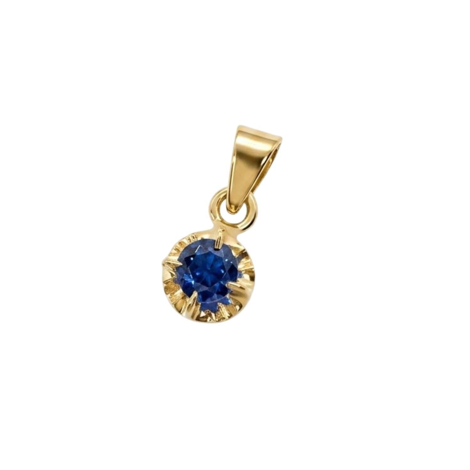 Colgante Oro Miel 18kt Sol con Garras de Zafiro 4mm-0