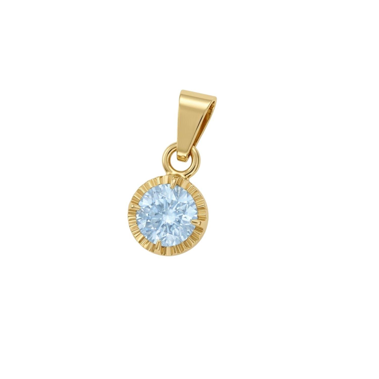 Colgante Oro Miel 18kt Sol con Garras de Aguamarina 5mm-0