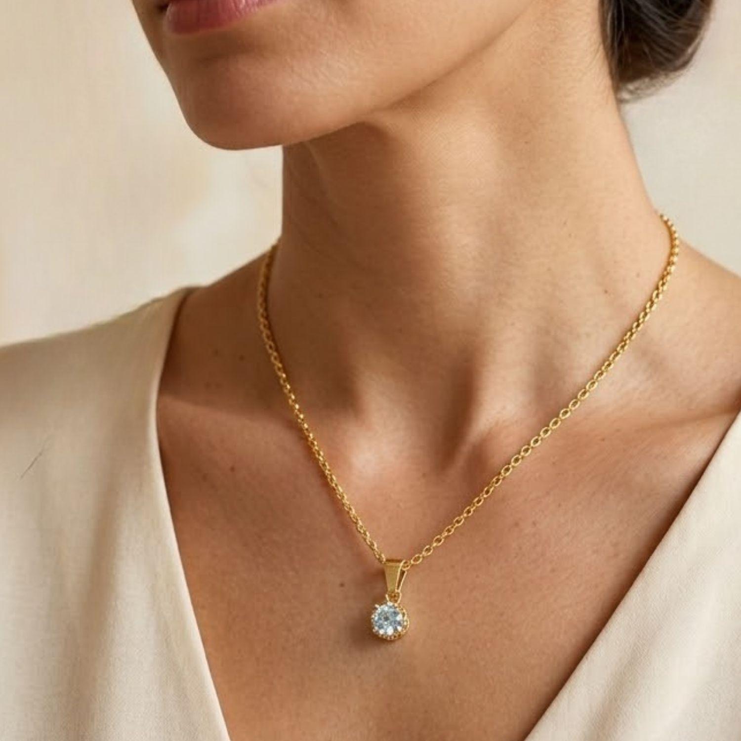 Colgante Oro Miel 18kt Sol con Garras de Aguamarina 5mm-3