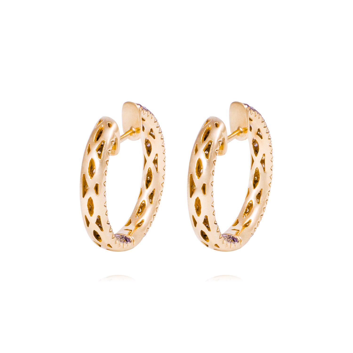 Aros Oro Amarillo 18kt Argollas Diamantes 2,21 Qlts-2
